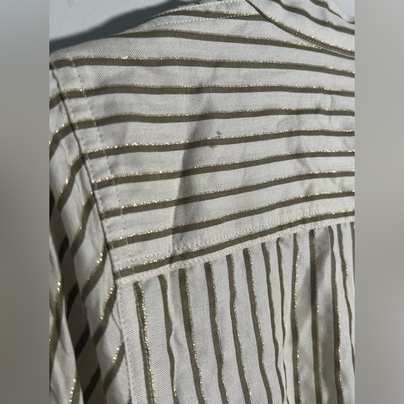 NWT Free People Making Memories Button Down Shirt Gold & Cream Size XS Holiday - Picture 10 of 12